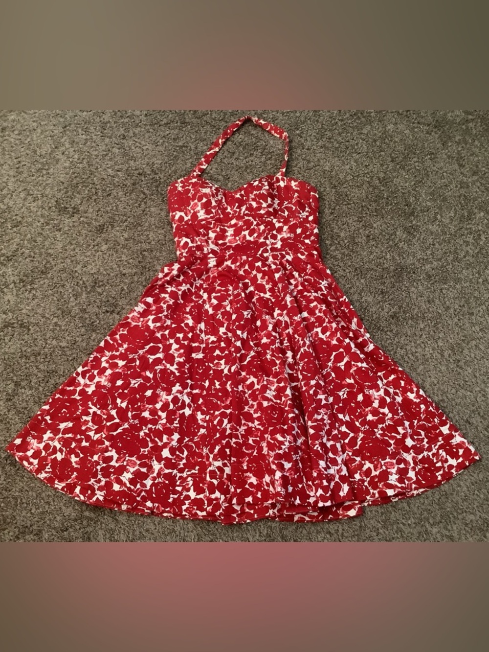 Maggy London floral summer dress, color red, size: 12